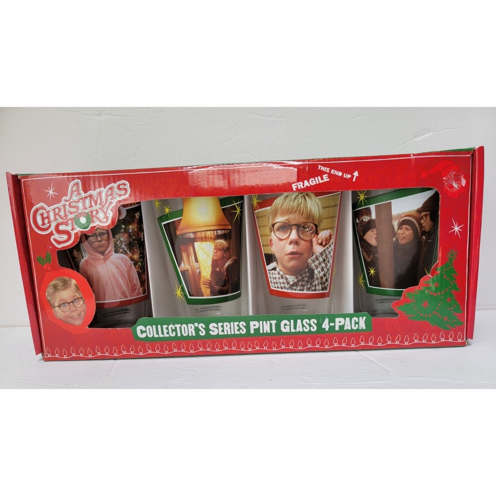 A Christmas Story Collectors Series Pint Glass 4 Pack, with 4 different scenes